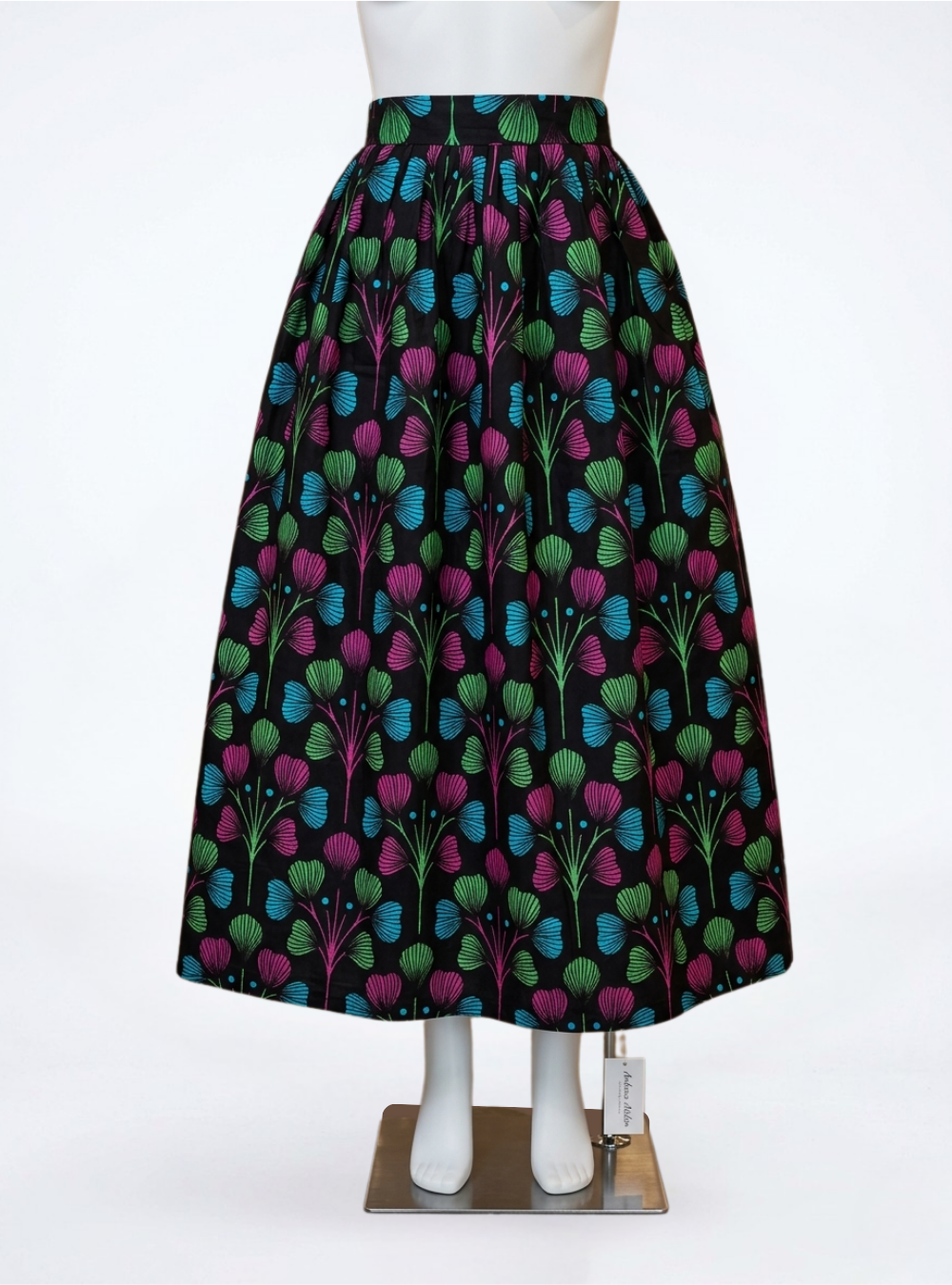 Vibrant Botanical Print Drawstring Skirt