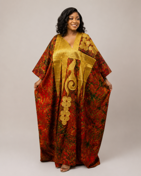 Royal Adire Heritage Embroidered Boubou Gown